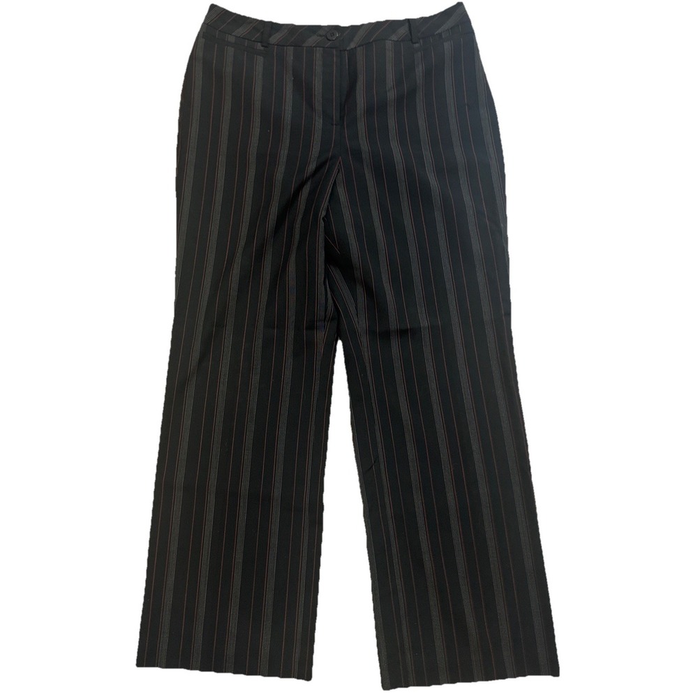 Ann Taylor Loft Petite Women's Black‎ Pinstripe Pants 12P Wide Leg Wool Blend